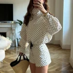 Short Polka Dot Autumn Coat — Image 6