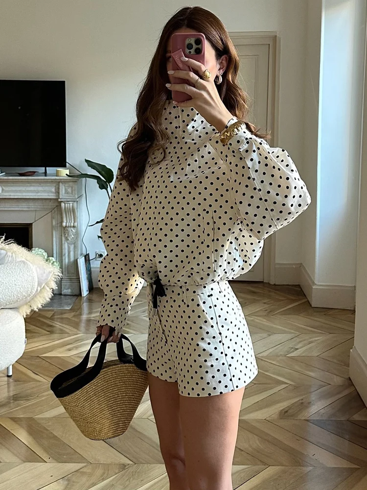 Short Polka Dot Autumn Coat