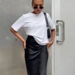 Black Satin Trumpet Skirt — Image 2