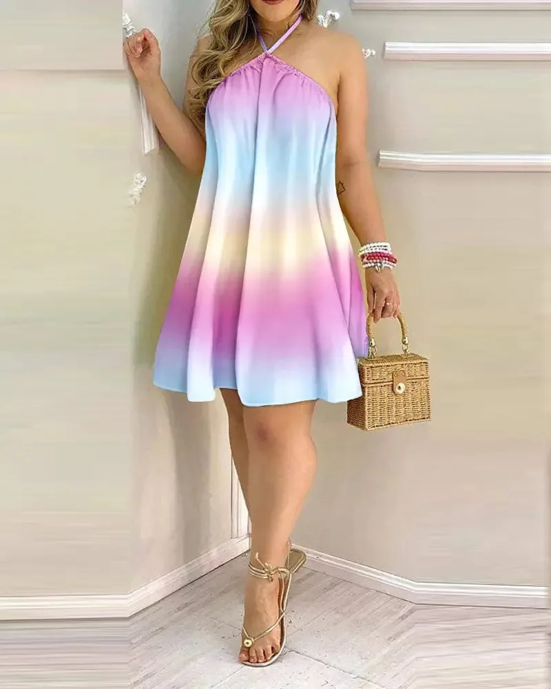 Boho Floral Backless Halter Spring Dress