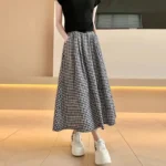 Black and White Plaid A-Line Skirt — Image 3