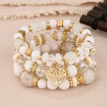 4-Piece Tree of Life and Heart Bracelet Set
