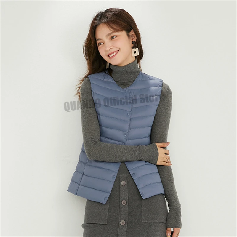 Lightweight Sleeveless Down Vest with Full Opening and Pockets