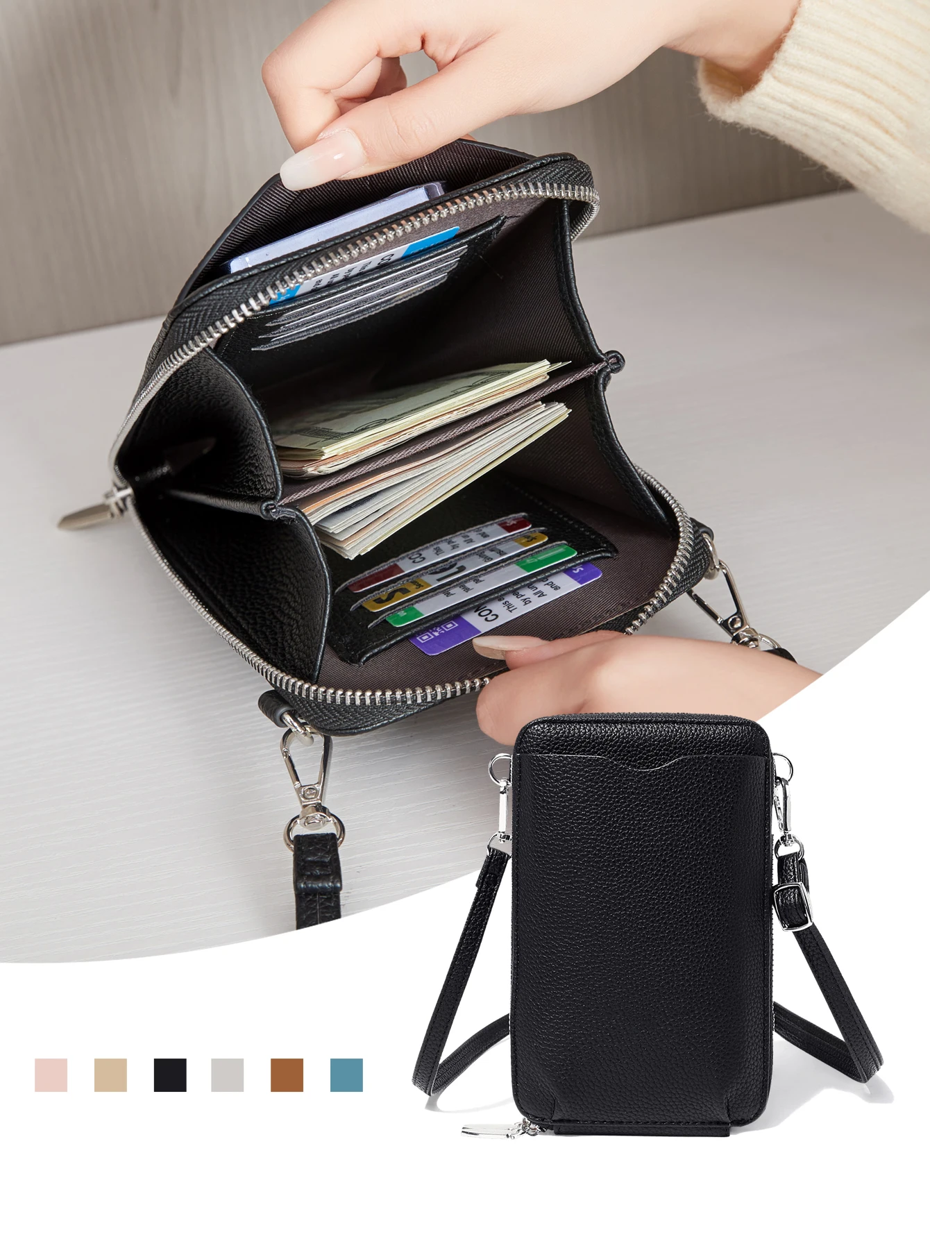 Soft Leather Multi-Pocket Handbag