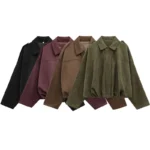 Suede Bomber Jacket with Collar and Zipper — Image 2
