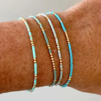 4-Piece Turquoise Elastic Beaded Bracelet Set