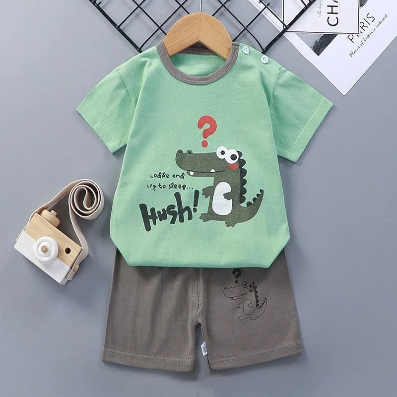 Kids' Set with Striped Excavator Print