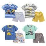 Kids' Set with Striped Excavator Print