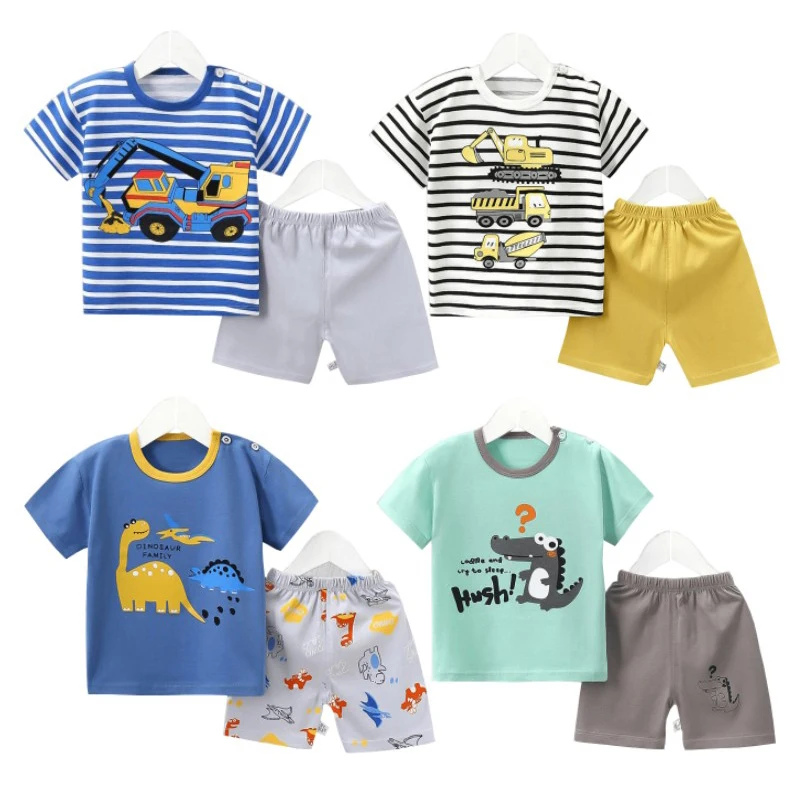 Kids' Set with Striped Excavator Print