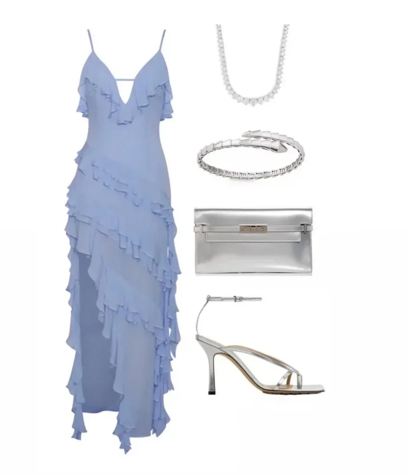 Solid Beach Dress with Ruffles