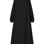Black Abaya with Stand Collar and Zipper — Image 5