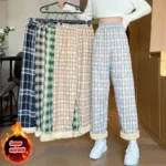 بنطال بنقشة كاروه سميك دافئ
