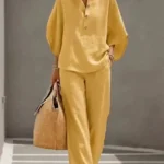 Linen-Feel Set with Wide Sleeves and Elastic-Waist Pants — Image 4