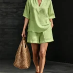 Casual Loose Short Sleeve V-Neck Set — Image 3