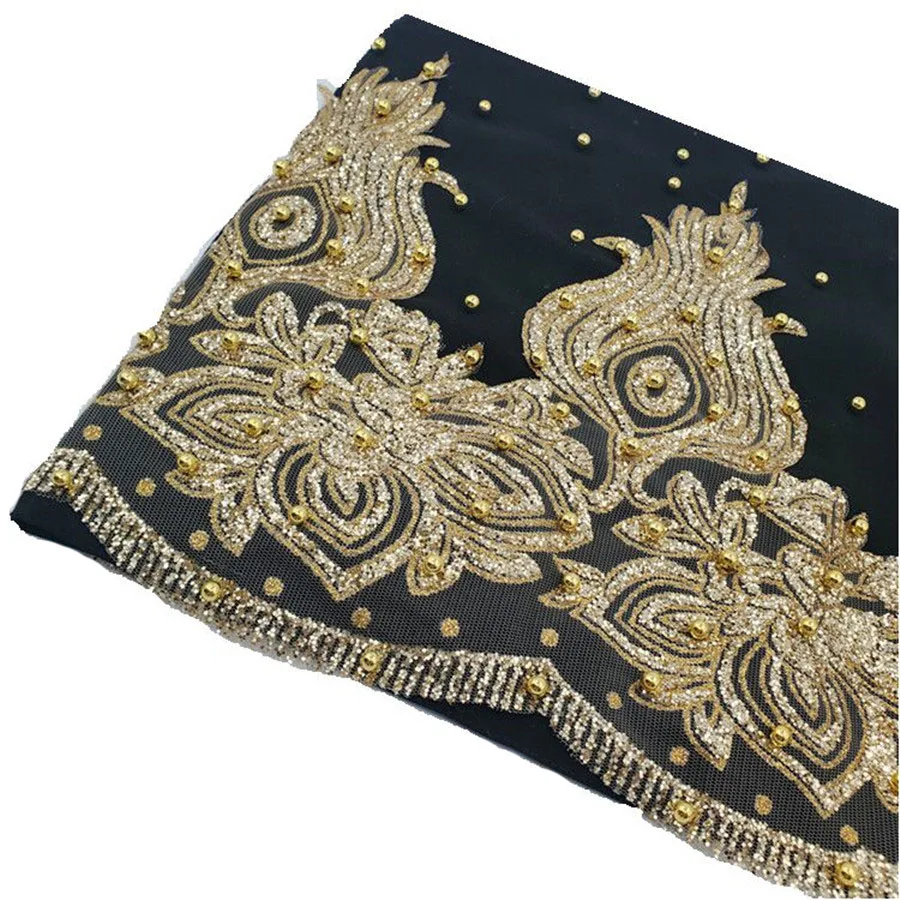 Chiffon Headscarf with Beads and Gold Shimmer — Image 21
