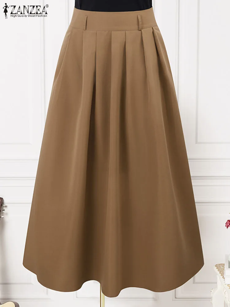 High Waist Pleated Skirt with Wide Swing