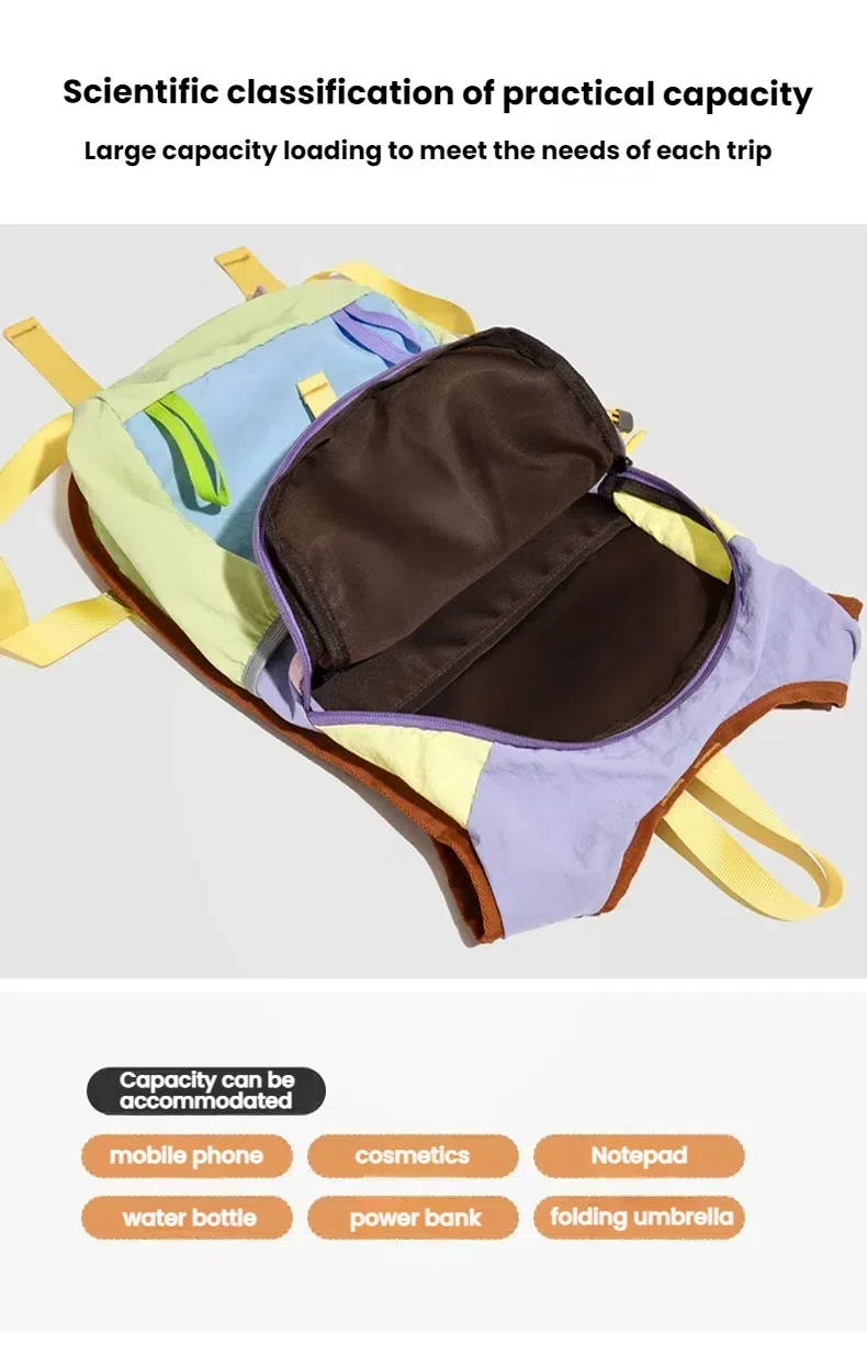Multi-Pocket Contrast Color Backpack — Image 18