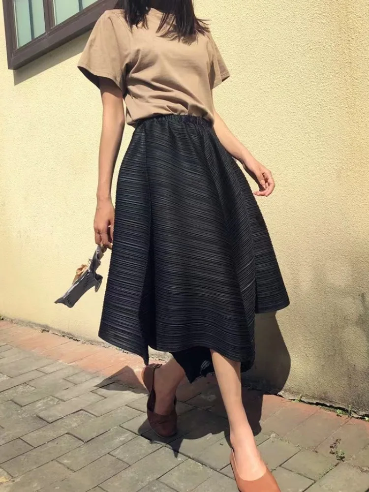 One-Size High Waist Asymmetric Wide-Leg Pants