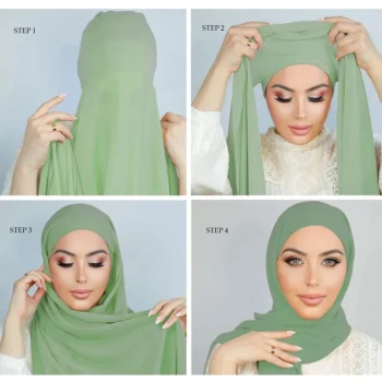 حجاب شيفون جاهز مع بونيه