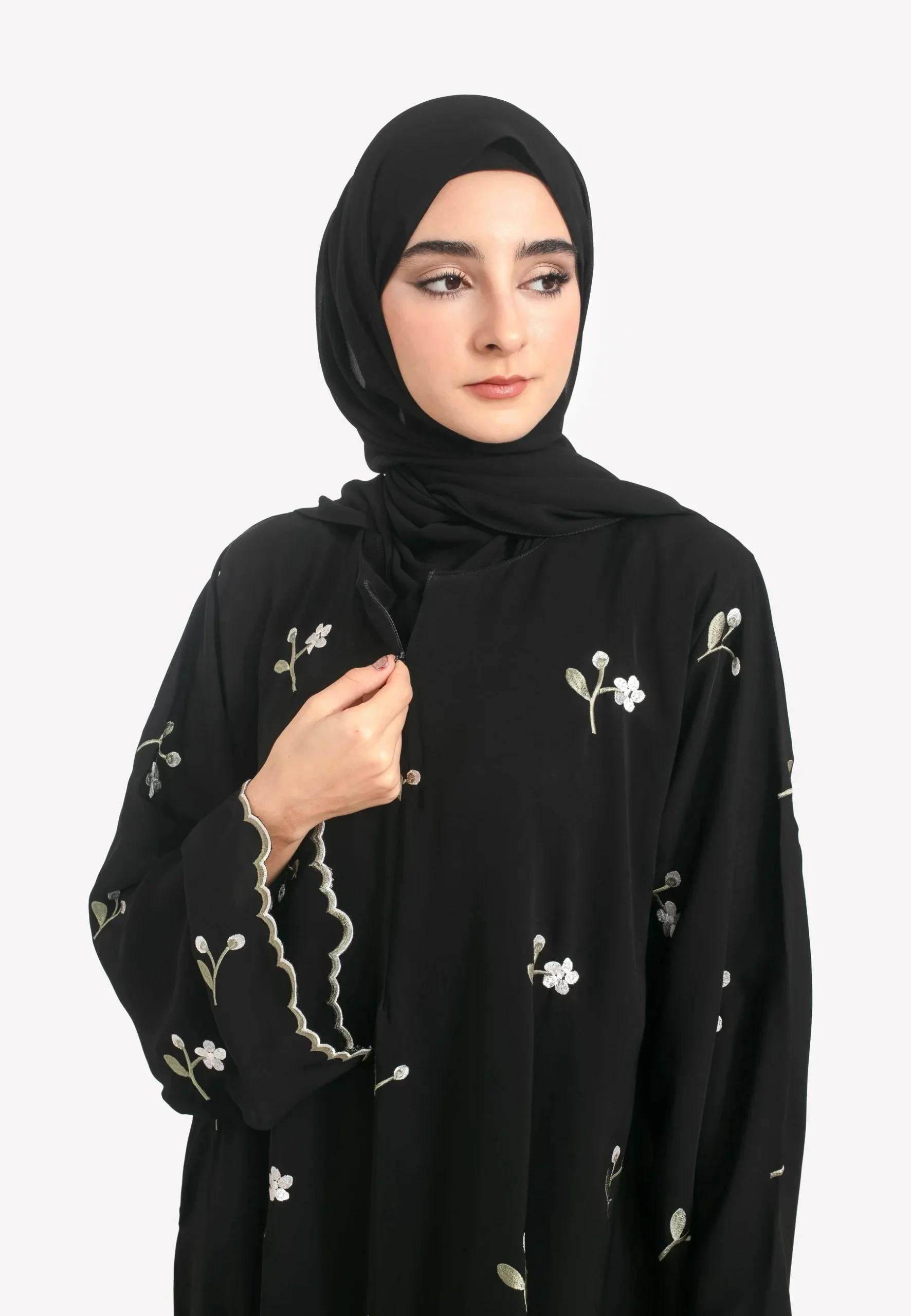عباية أخضر فاتح بنقشة زهور — صورة 21