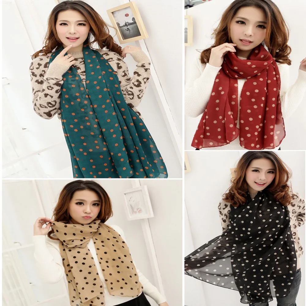 Polka Dot Chiffon Scarf — Image 9