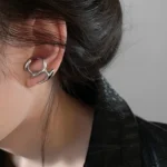 Silver-Tone Earrings with Irregular Flowing Shapes — Image 6