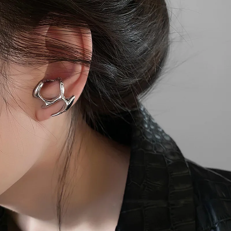 Silver-Tone Earrings with Irregular Flowing Shapes