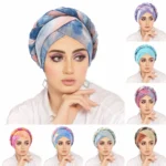 عمامة بوهيمية مطبوعة بضفيرة