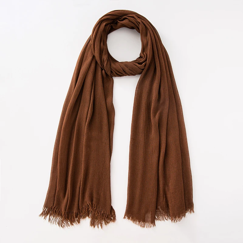 Solid Cotton Hijab with Fringe — Image 30