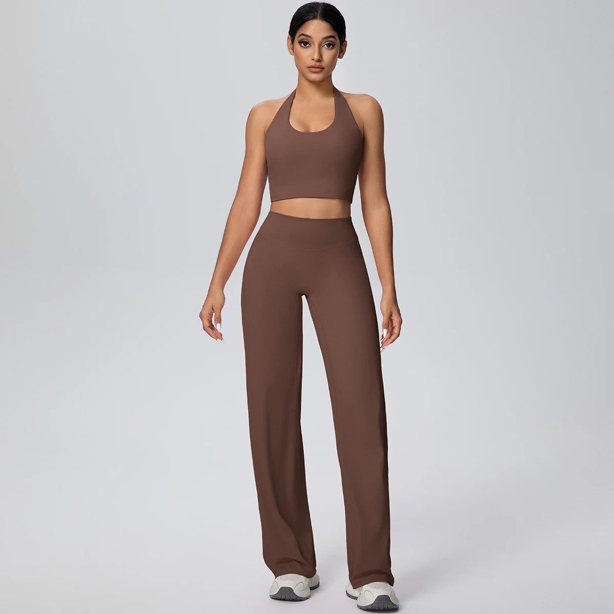 2-Piece Halter Neck Sports Set with High Waist Pants