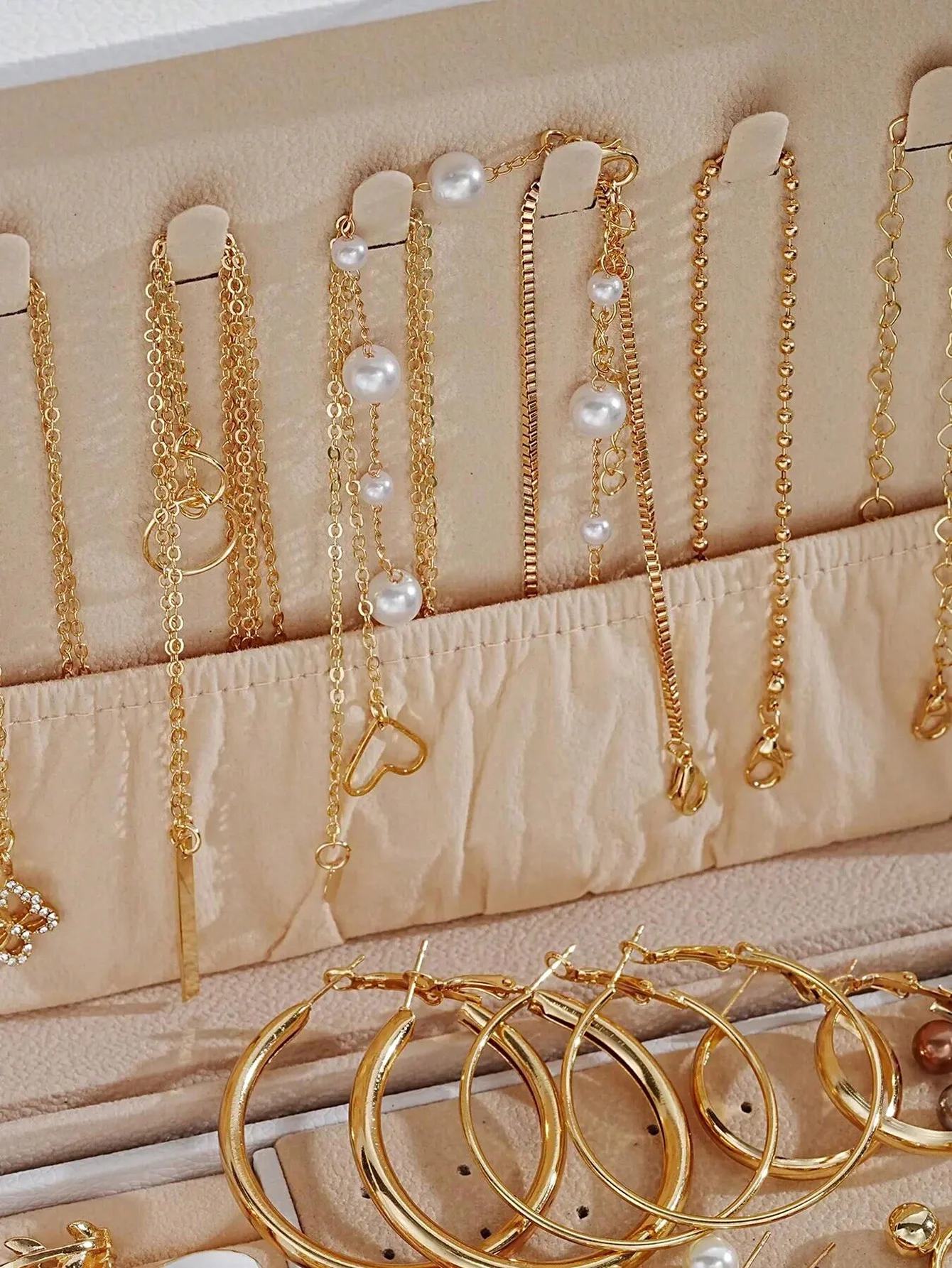 Pearl Earrings and Multi-Layer Necklace Set