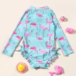 Girls' Long Sleeve Flamingo Print Swimsuit — Image 2