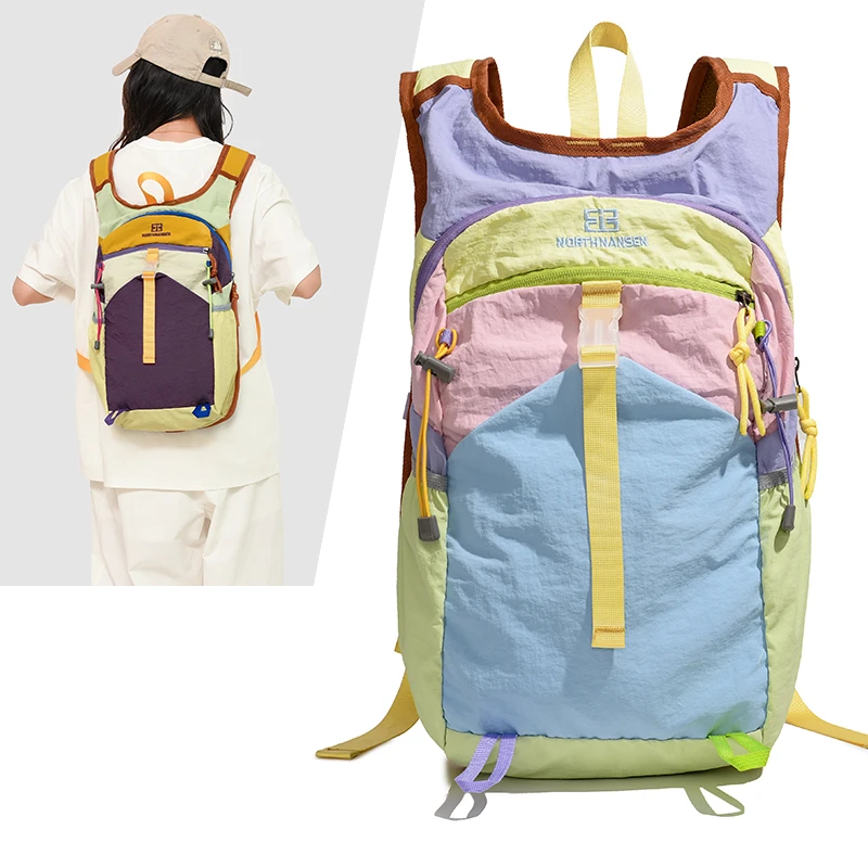 Multi-Pocket Contrast Color Backpack — Image 7