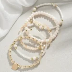 5-Piece Resin Bead Bracelet Set with Charms — Image 3