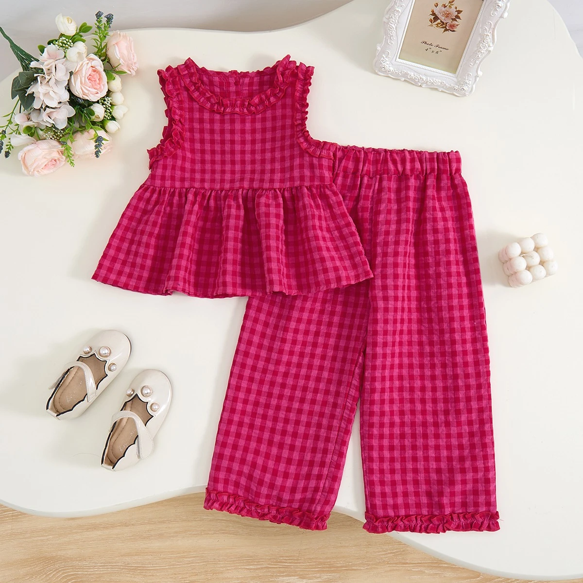 Baby 2-Piece Vintage Plaid Sleeveless Set