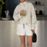 Short Polka Dot Autumn Coat — Image 4