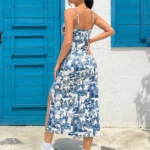 Long Dress with Wrap Bodice and Side Slit — Image 2