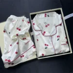 Cherry Print Satin Pajama Set