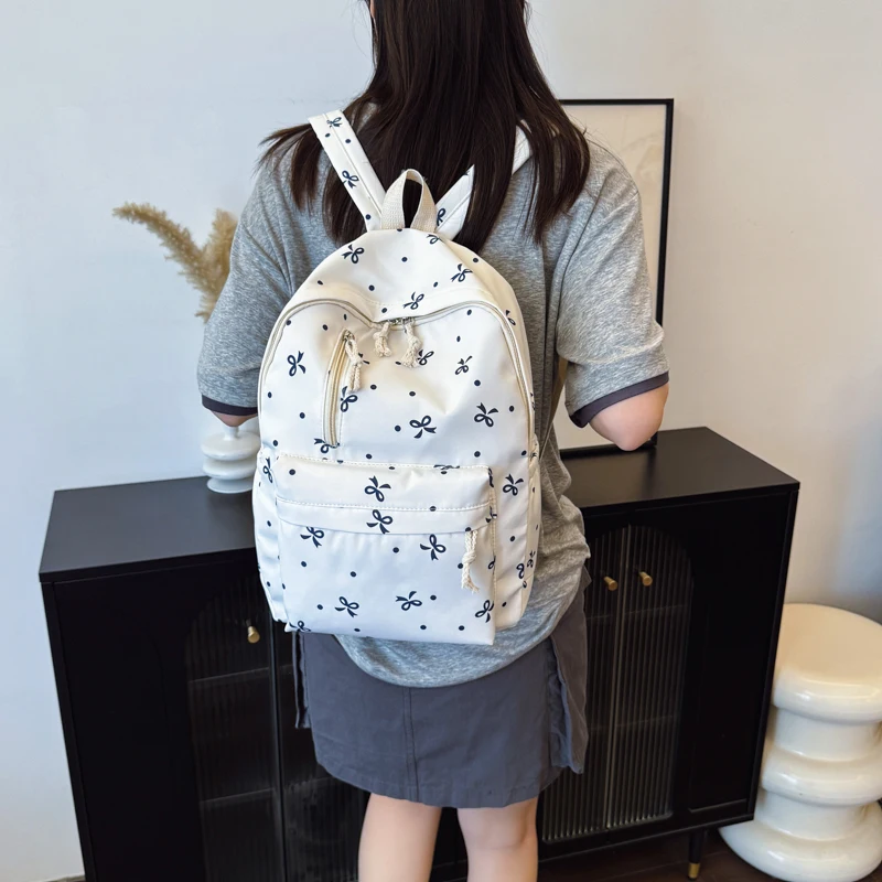 Padded Bow Print Backpack