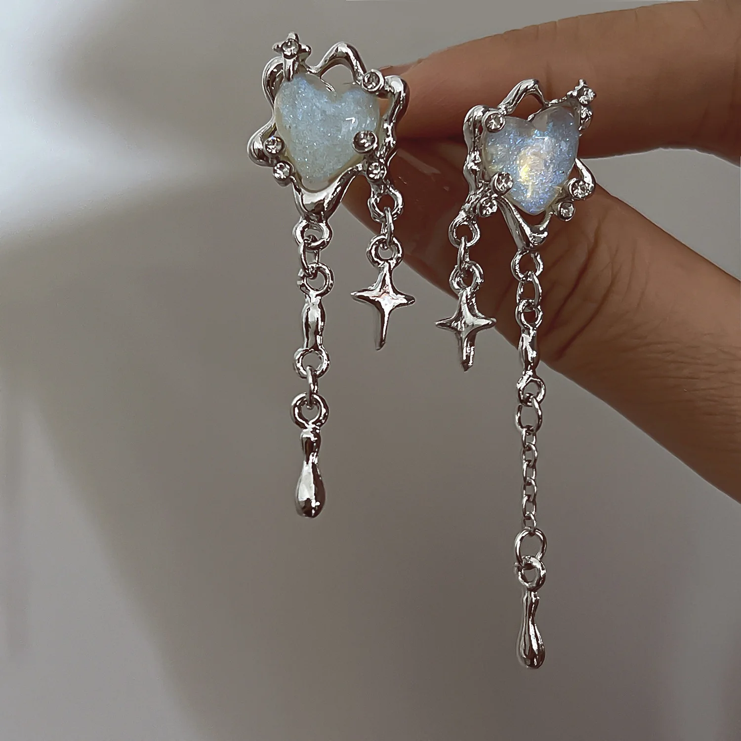 Silver-Tone Earrings with Irregular Flowing Shapes