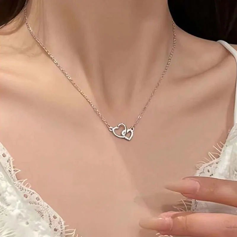 Simple Silver-Tone Heart Pendant Necklace