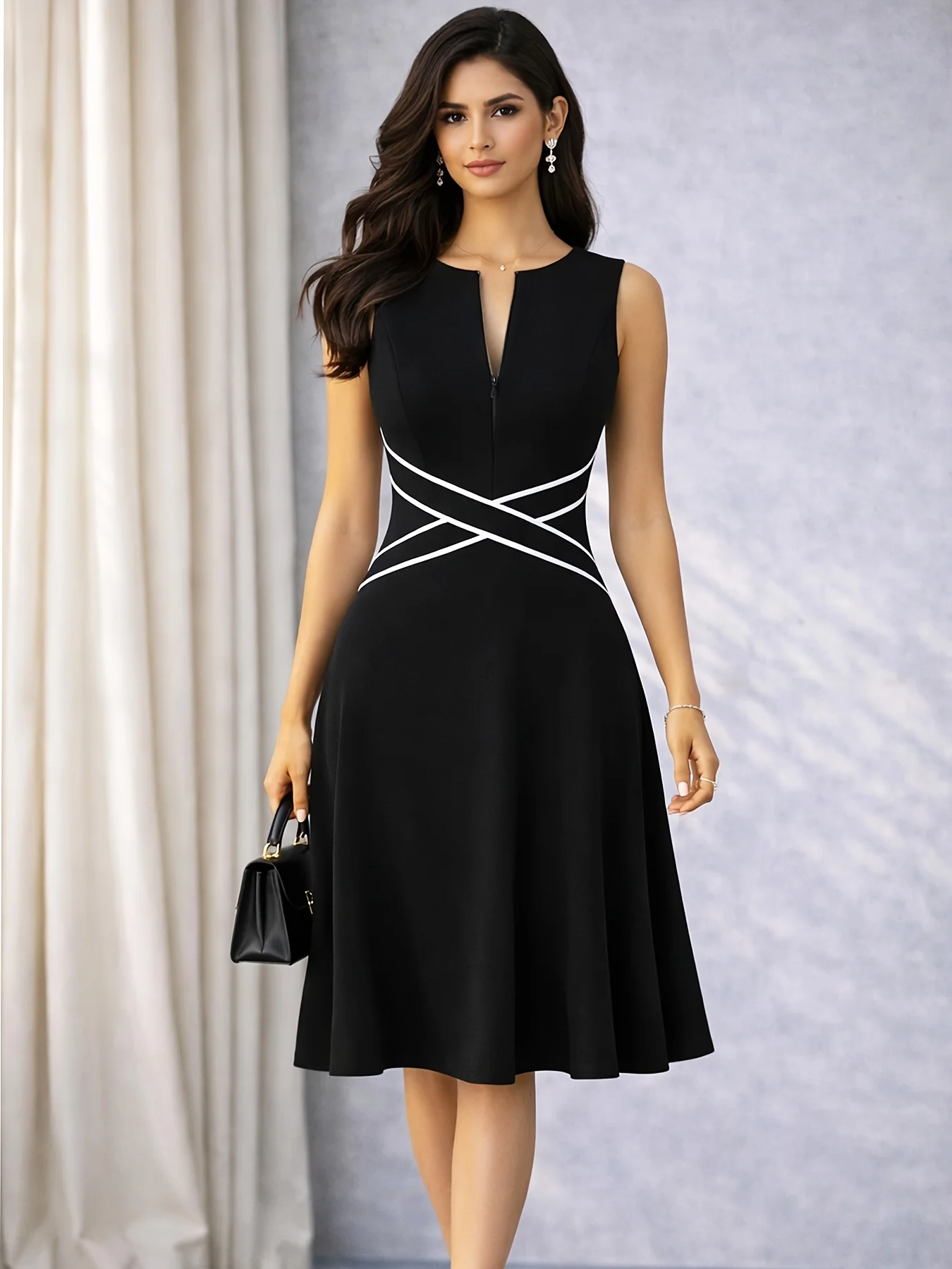 Vintage Sleeveless Summer A-Line Formal Dress
