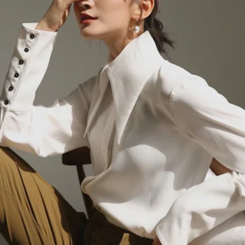 Elegant Satin Long Sleeve Formal Shirt