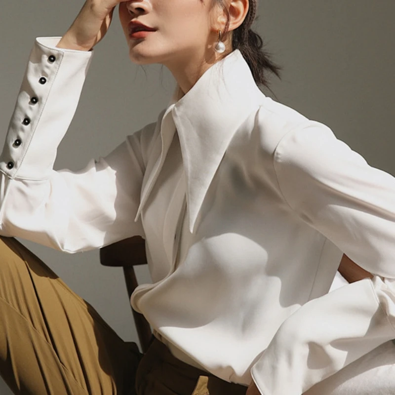 Elegant Satin Long Sleeve Formal Shirt