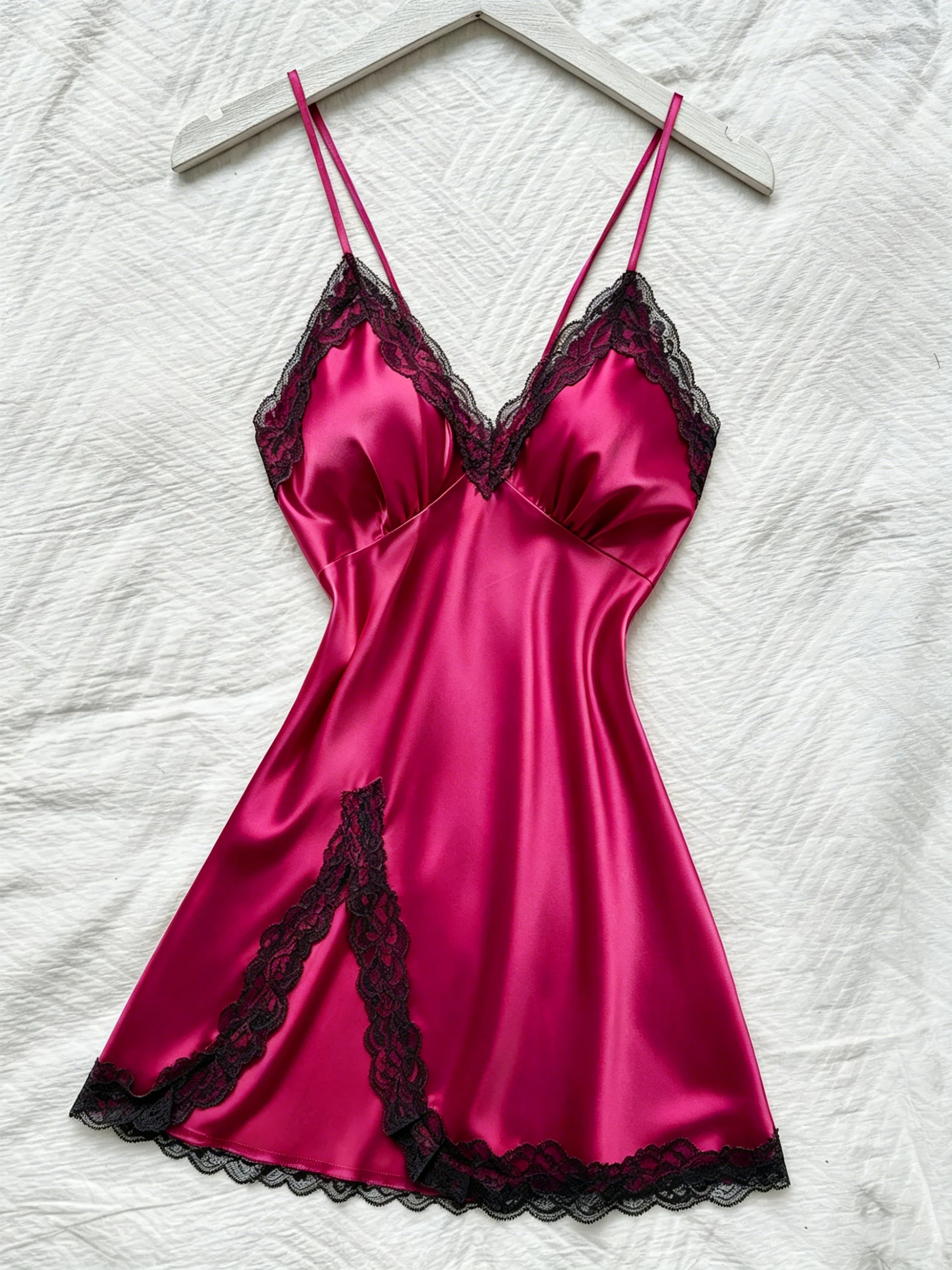 Elegant V-Neck Lace Nightgown