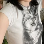 White Cropped Animal Print T-Shirt — Image 3