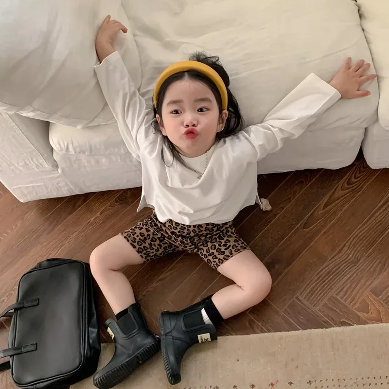 Girls' Leopard Print Shorts and Leggings