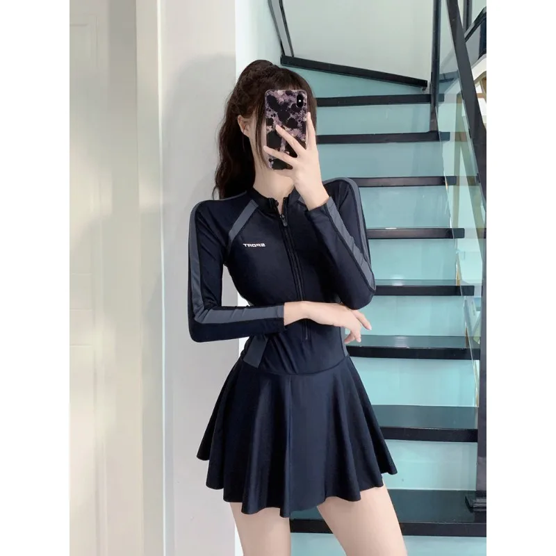 Long Sleeve Sports Swimsuit with Front Zip