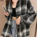 قميص بنقشة كاروه بطراز كلاسيكي خريفي بأكمام طويلة — صورة 2