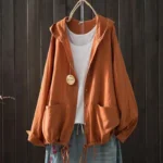Solid Cotton Long Sleeve Hooded Cardigan